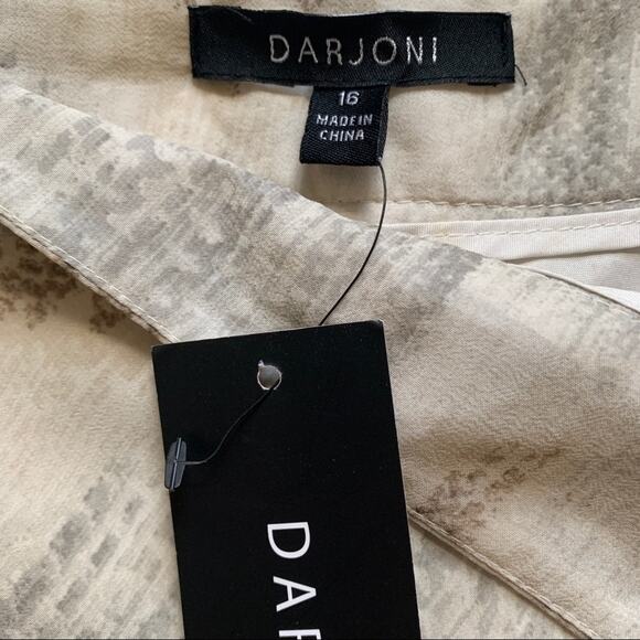 Darjoni Skirt Cream Brown Gray Flowy Chiffon Layered Knee Length Skirt Size 16 - Picture 2 of 11
